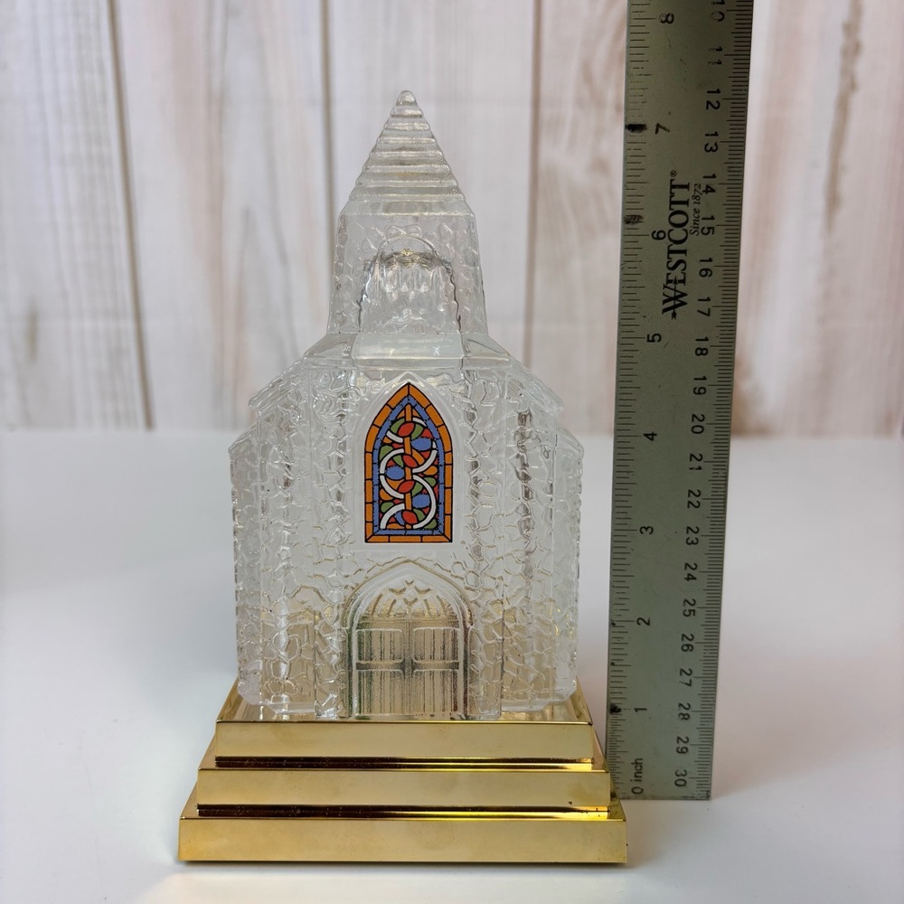Vintage Musical Light Up Silent Night Church 90's Christmas Glass Collectible - Picture 14 of 15